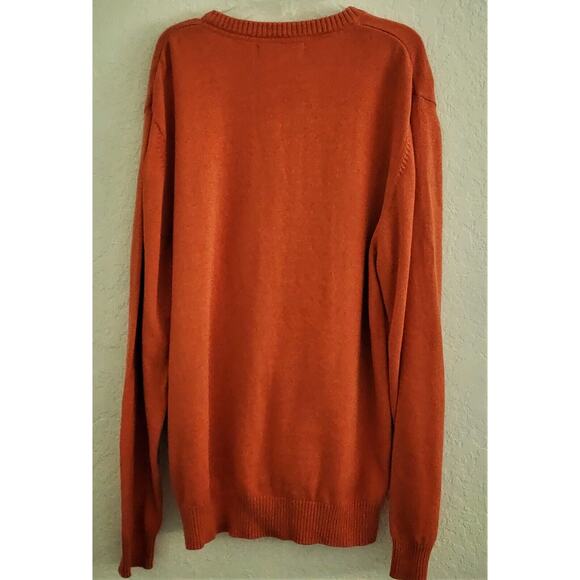 SWEATER-ORVIS-Pumpkin Orange-Long Sleeve-V-Neck-Cotton-Size MED - Picture 6 of 16